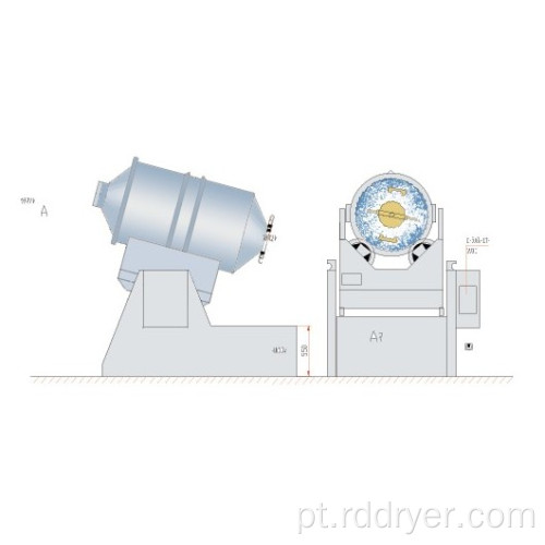 Máquina de misturar bidimensional em pó seco